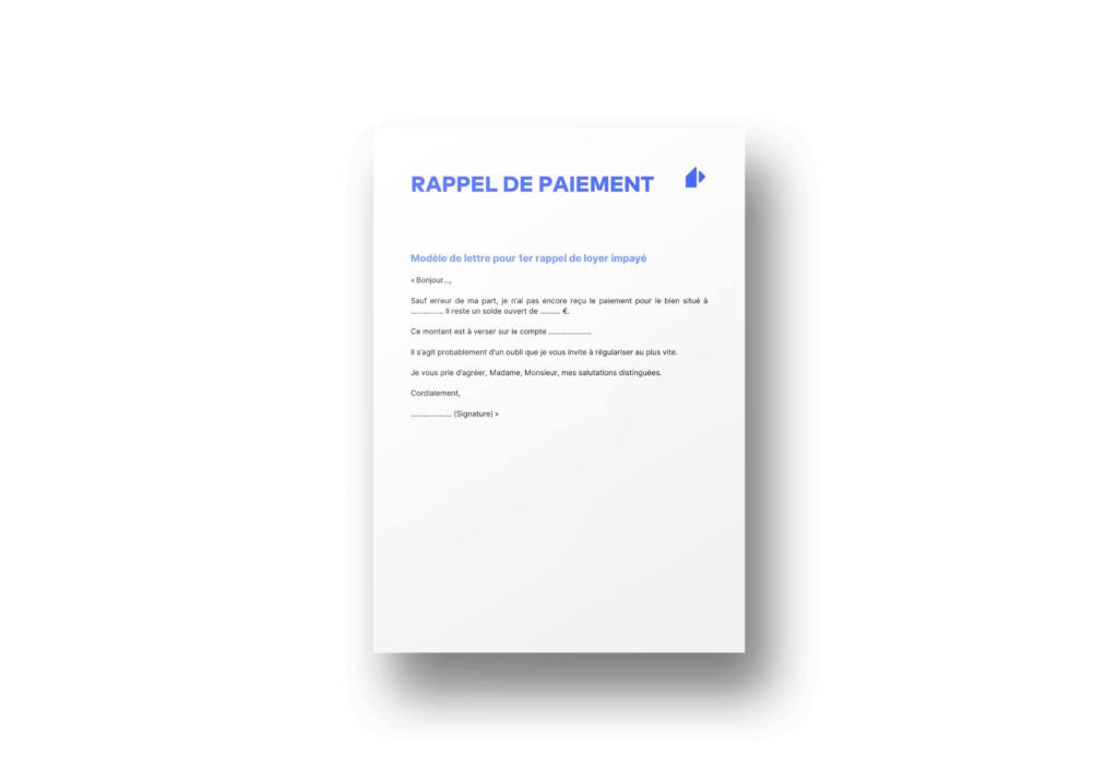 Modèle 1er rappel de paiement du loyer