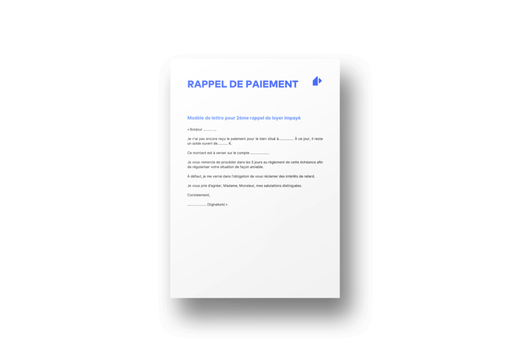 Modèle 2eme rappel de paiement du loyer