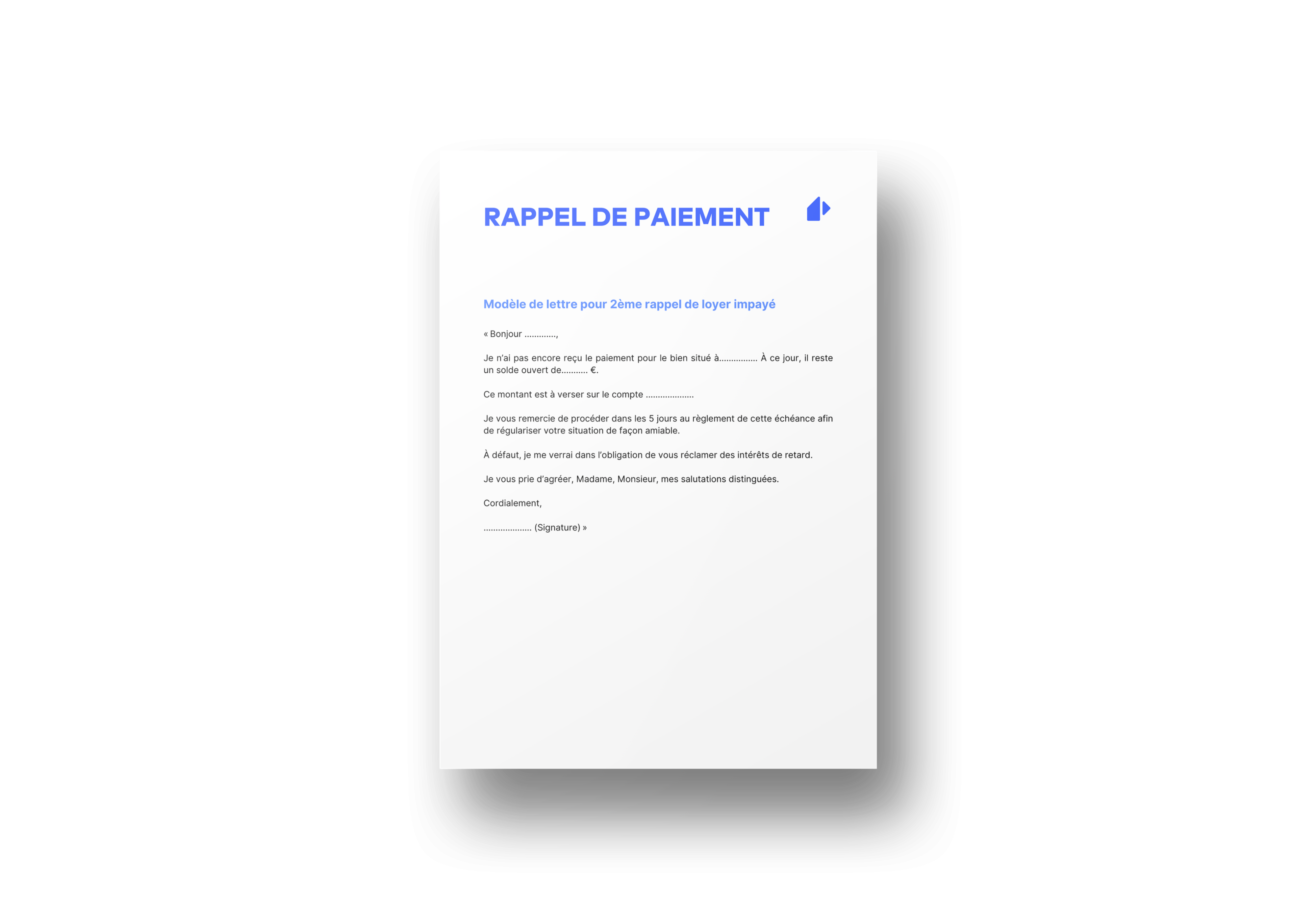 Modèle 2eme rappel de paiement