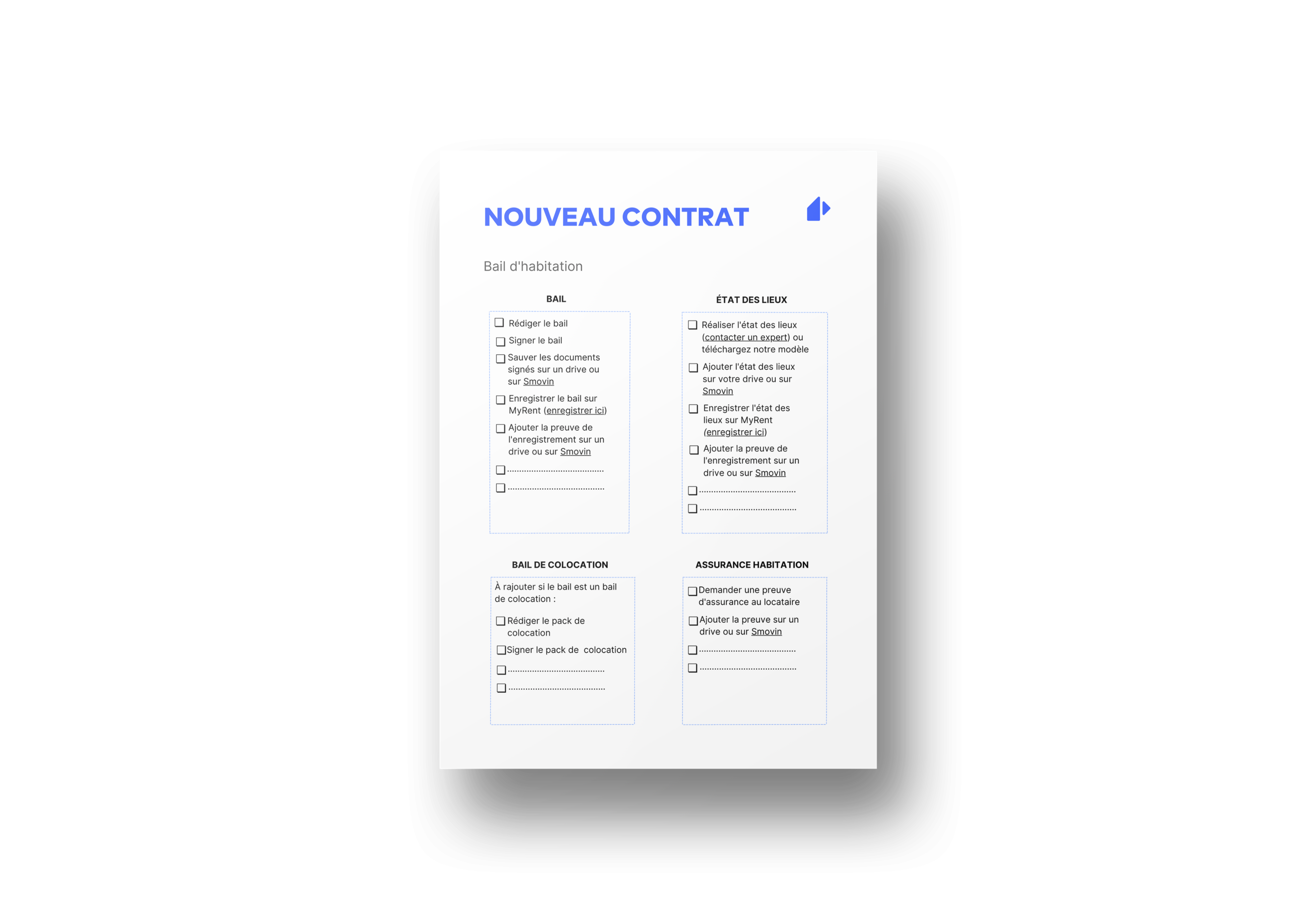 Checklist nouveau contrat