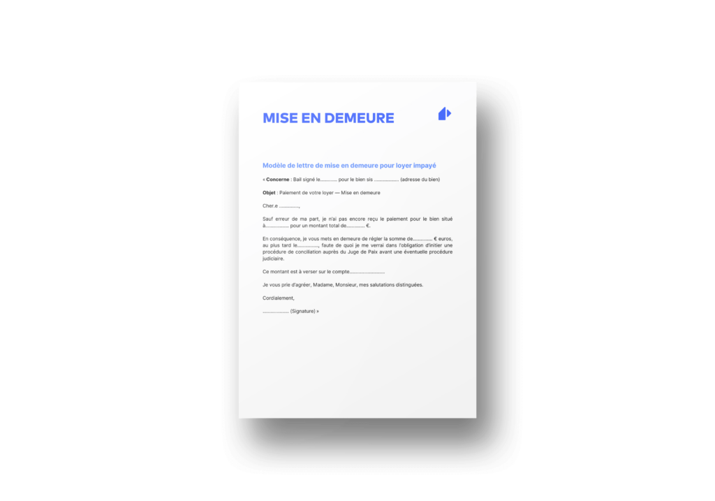 Modèle mise en demeure pour non paiement