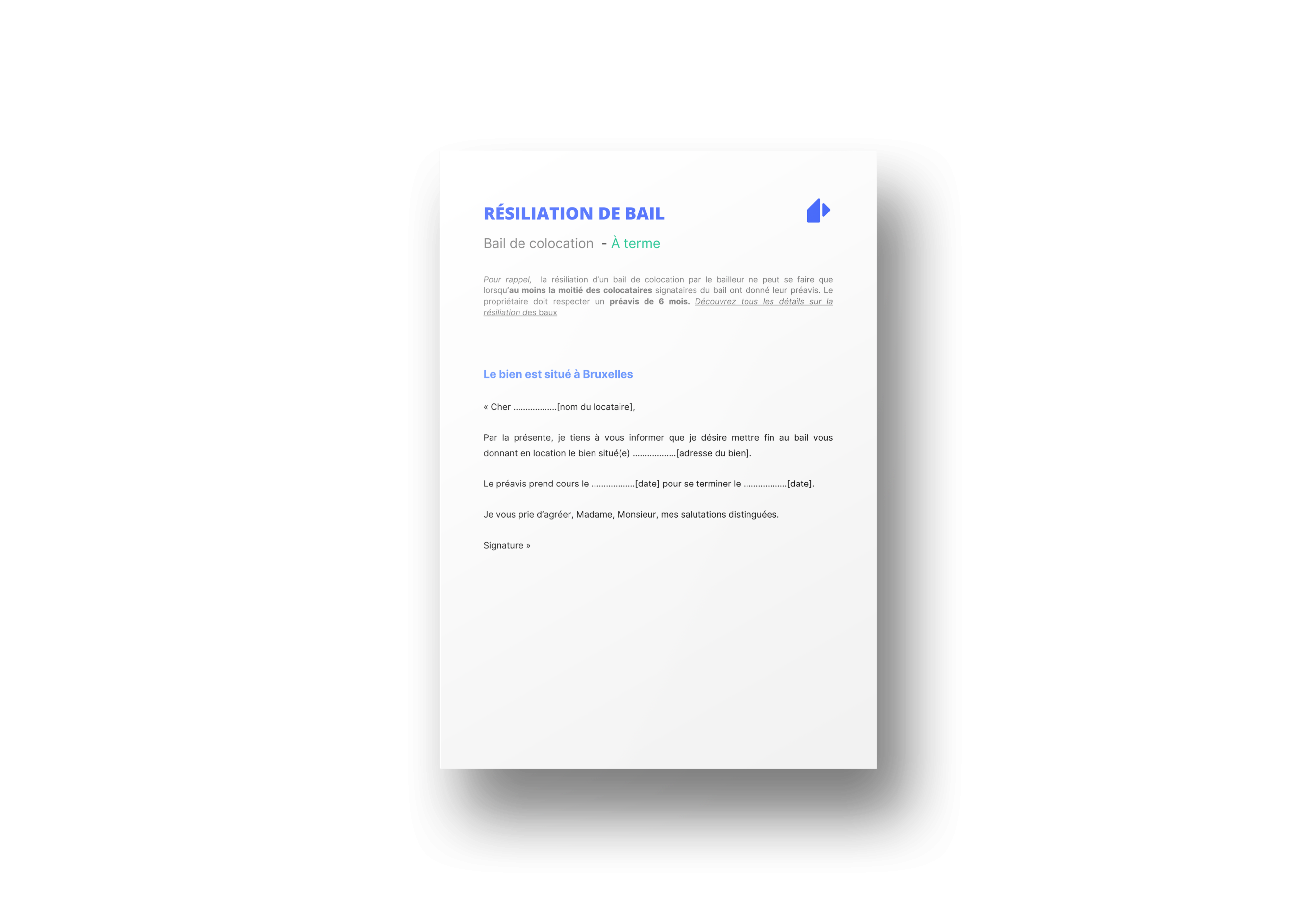 Résiliation bail de colocation Bruxelles