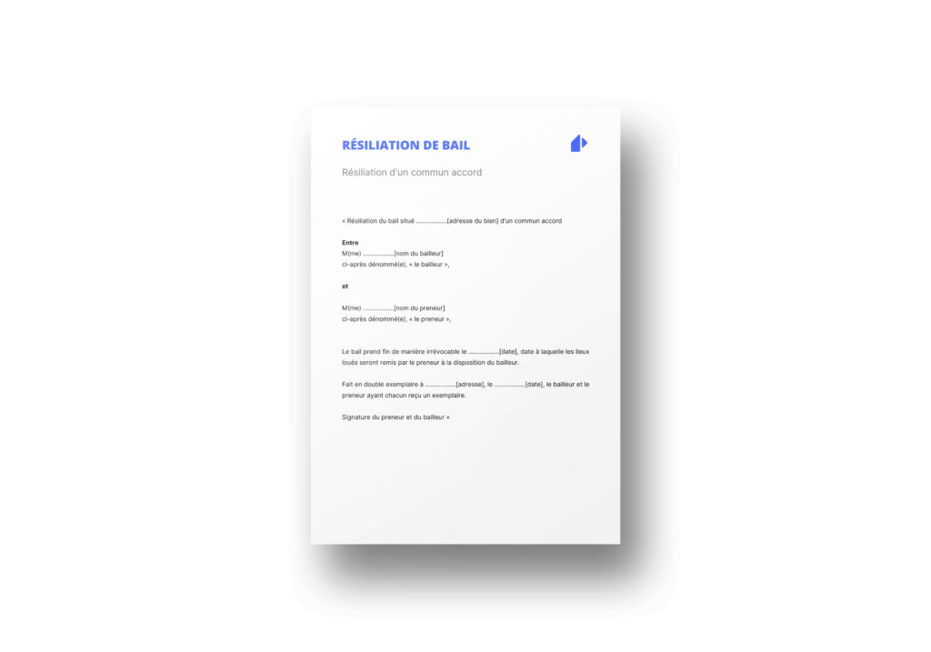 Modèle de résiliation d'un bail d'un commun accord