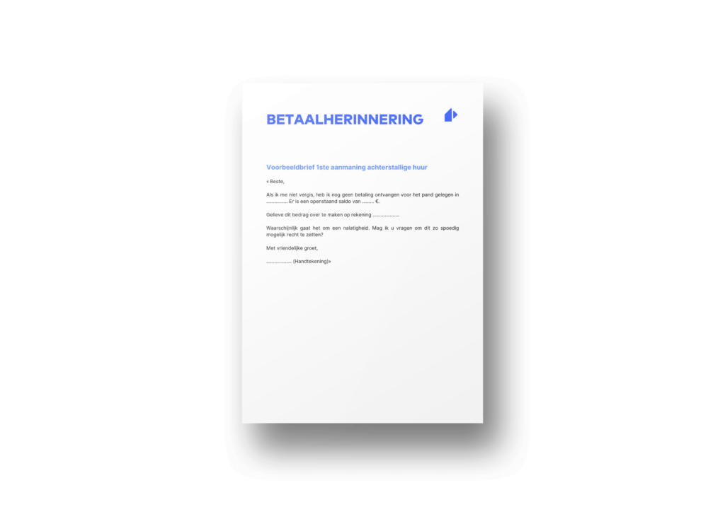 Voorbeeldbrief eerste betaalherinnering