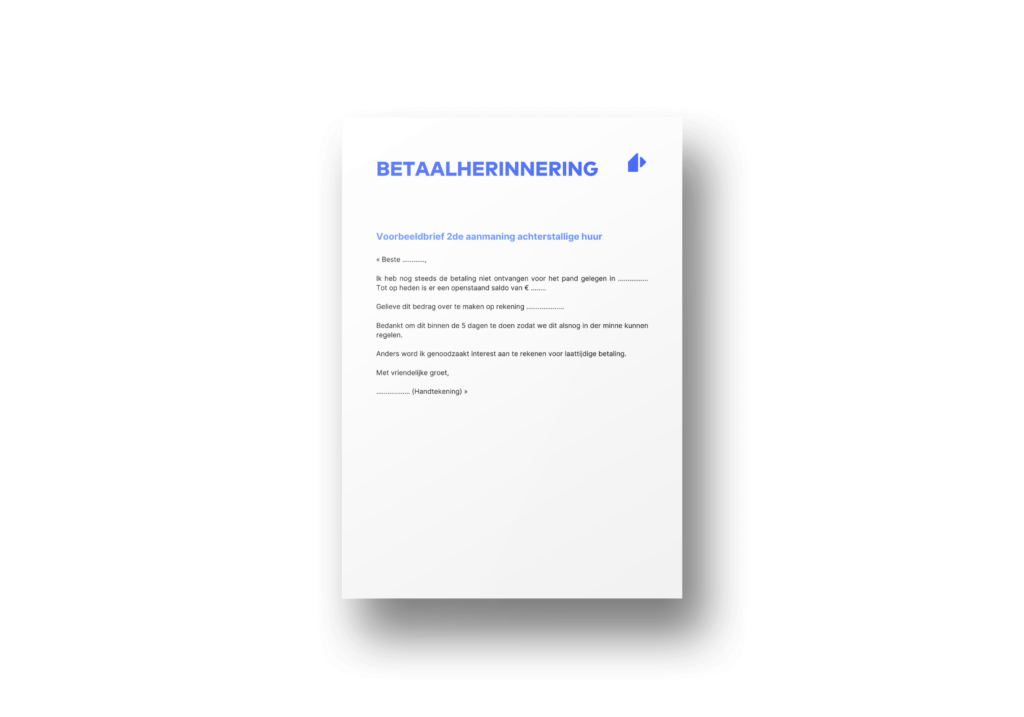 Voorbeeldbrief tweede betaalherinnering