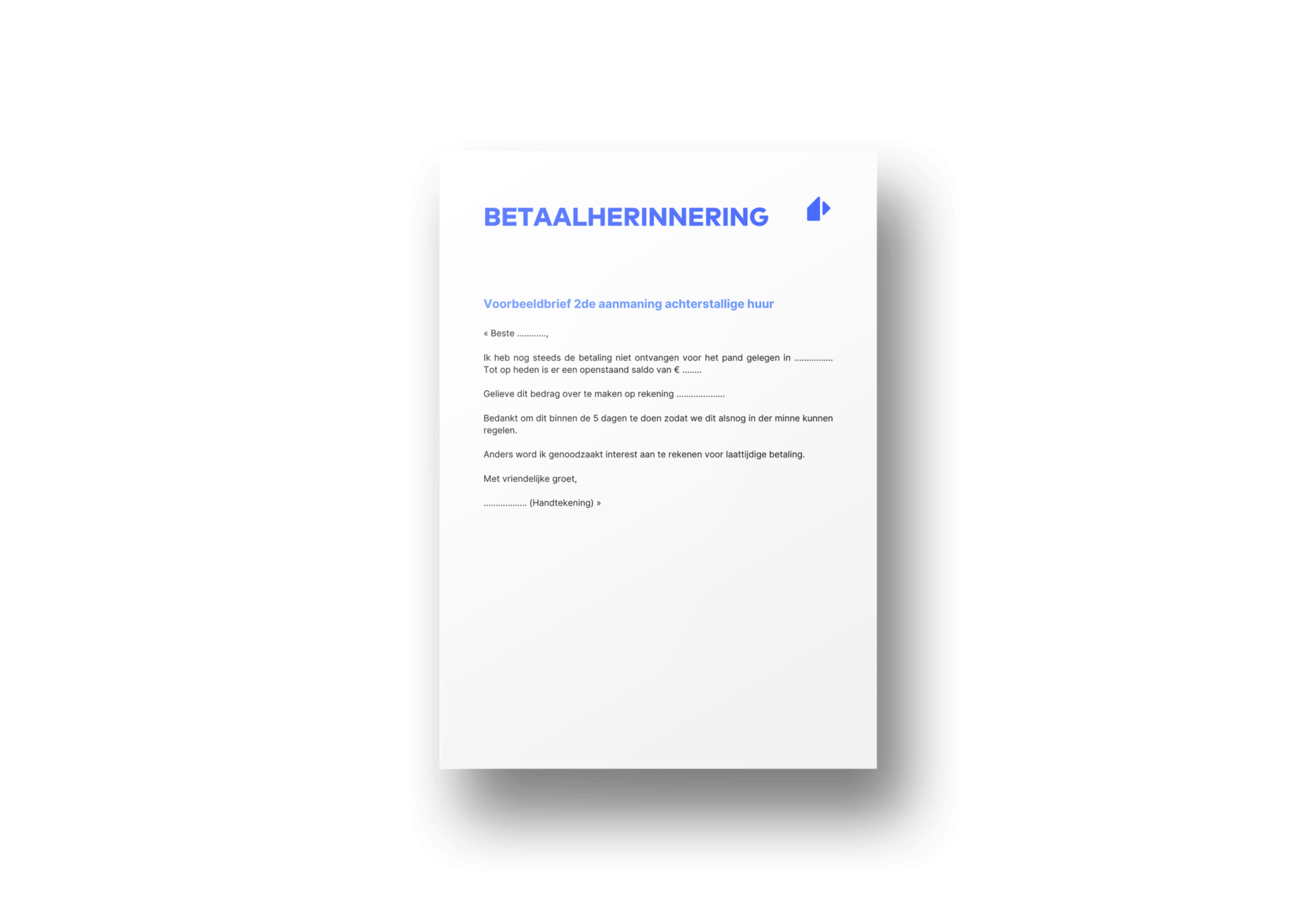 Voorbeeldbrief tweede betaalherinnering