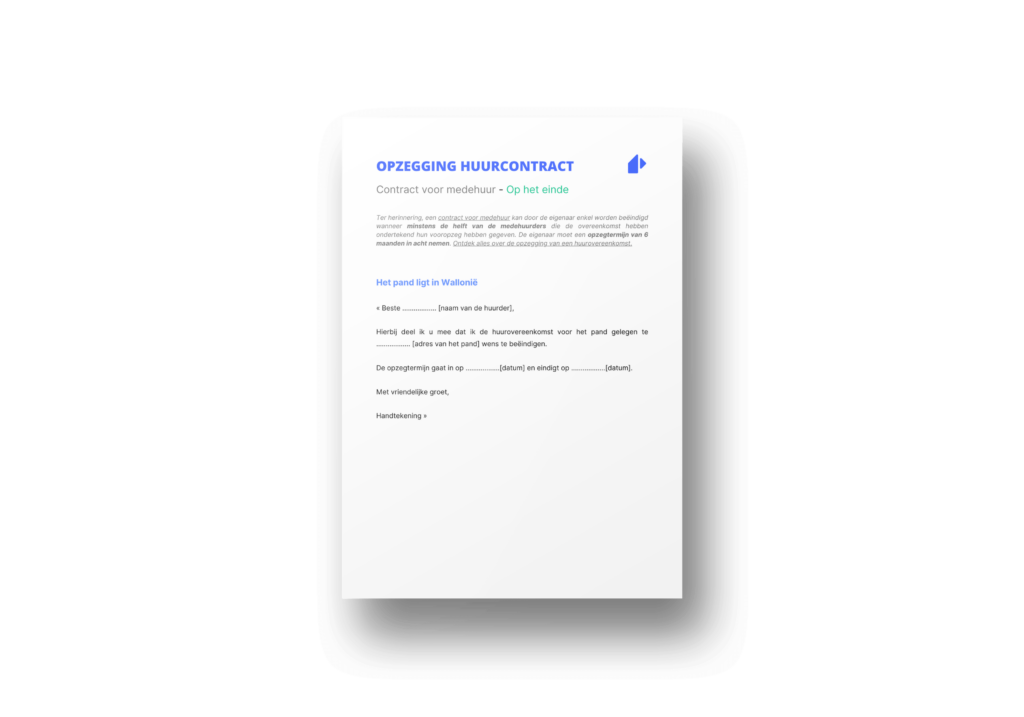 Opzegging medehuurovereenkomst Wallonië